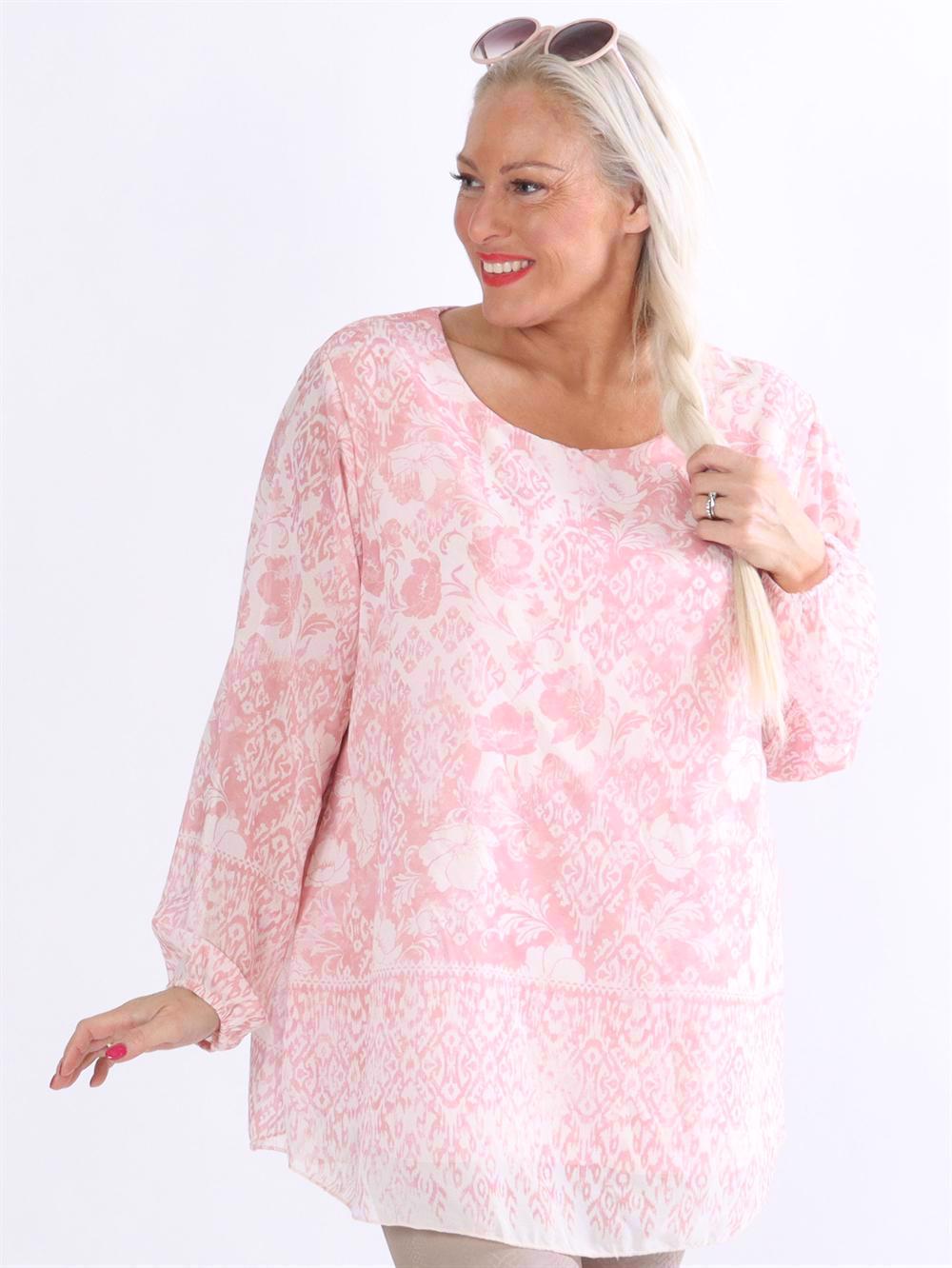 Ginger - Mønstret tunika i chiffon